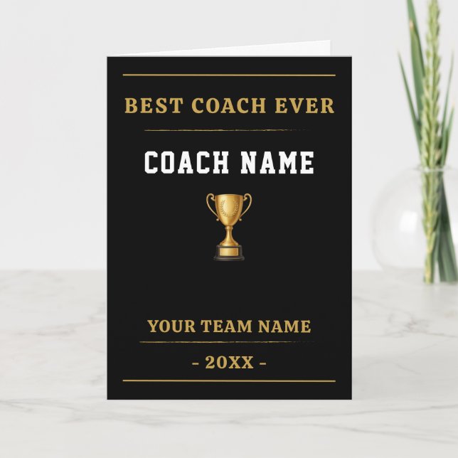 Carte De Remerciements Best Coach Ever Trophy Coach Appreciation Gift (Devant)