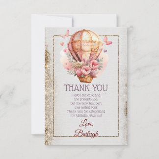 Carte De Remerciements Beurre floral à air chaud Anniversaire