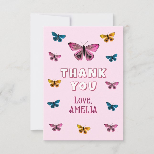 Carte De Remerciements Beurre rose mou Motif Anniversaire (Devant)