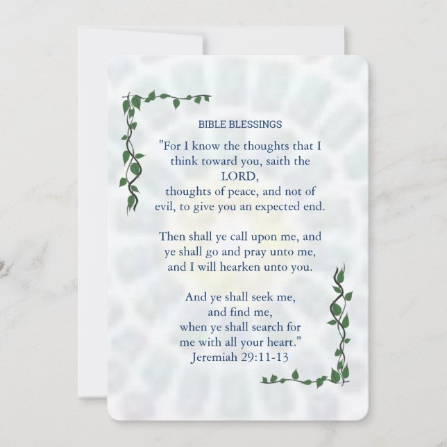 Carte De Remerciements BIBLE BÉNÉFICIER Jeremiah 29 Promise Card (Devant)