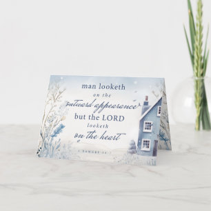 Carte De Remerciements Bible Verse 1 Samuel 16:7 Aquarelle bleue