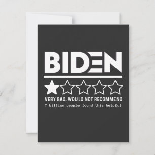 Carte De Remerciements Biden Très Mauvais Ne Recommanderait Pas T-Shirt