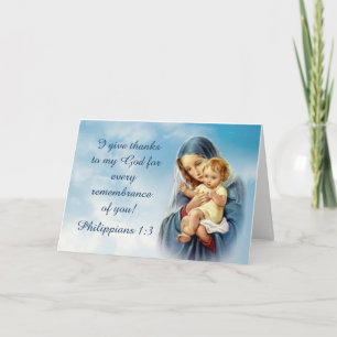 Carte De Remerciements Bienheureuse Mère tenant le Bébé Jésus
