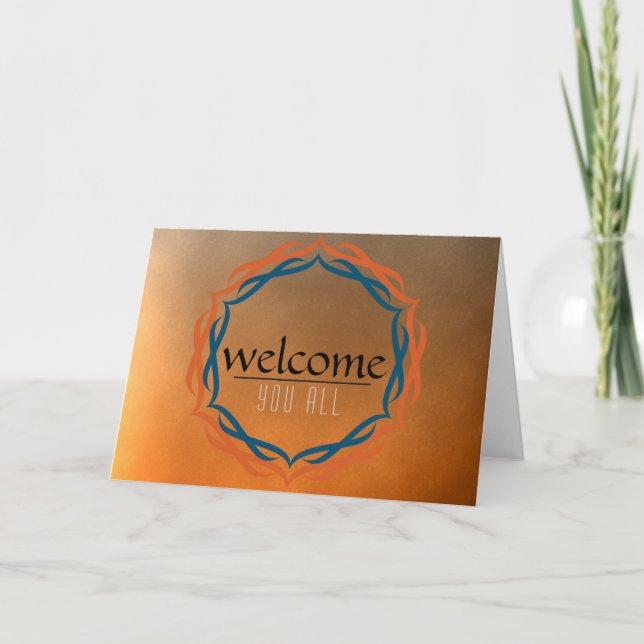 Carte De Remerciements Bienvenue Coucher de soleil Mandala Damask Rouge N (Devant)