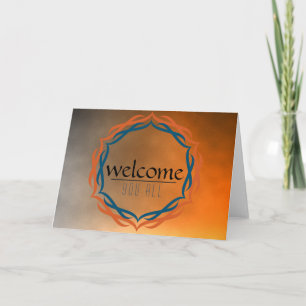 Carte De Remerciements Bienvenue Coucher de soleil Mandala Damask Rouge N