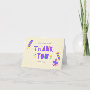 Carte De Remerciements Bienvenue Retour À L'École Professeur Purple Chalk