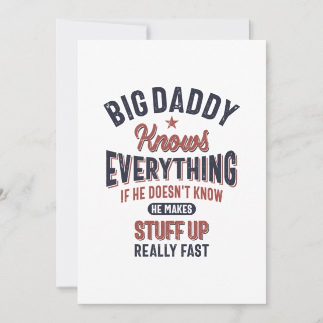 Carte De Remerciements Big Daddy Sait Tout | Père grand-père (Devant)