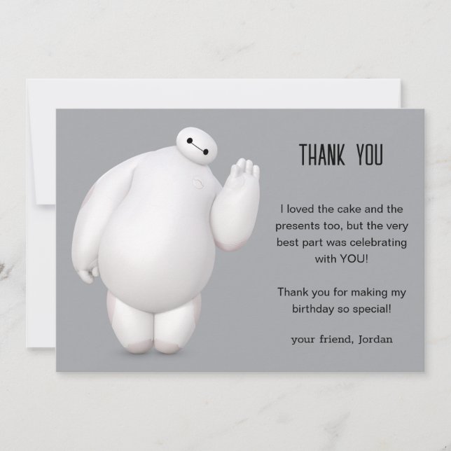 Carte De Remerciements Big Hero 6 Baymax Anniversaire (Devant)