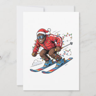 Carte De Remerciements Bigfoot Sasquatch Skiing Noël 2026 Vacances  