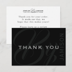 Carte De Remerciements BIJOUX PAR Nom Personnel Marque Entreprise Argent 