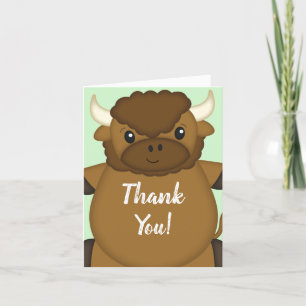 Carte De Remerciements Bison Buffalo Baby shower vert