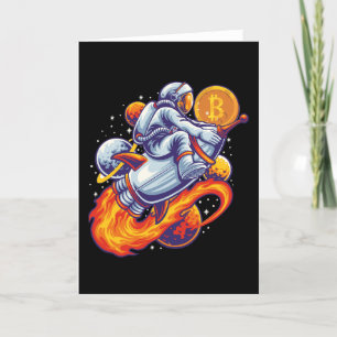 Carte De Remerciements Bitcoin Astronaut à la lune - BTC Crypto Qr code