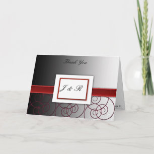 Carte De Remerciements Black and red graduated weddding thank you card