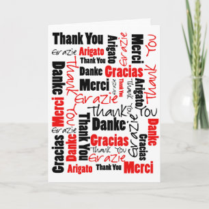 Carte De Remerciements Black and Red Thank