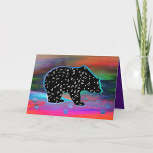 Carte De Remerciements Black Bear Spirit Northern Light Coloris