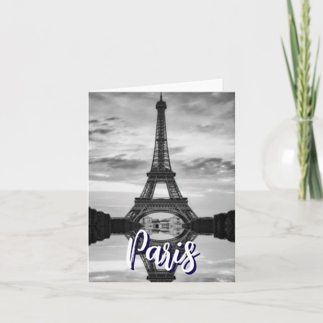 Carte De Remerciements Black Blanc Tour Eiffel Paris Love City Travel (Devant)