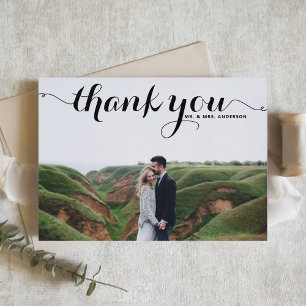 Carte De Remerciements Black Bold Calligraphie Mariage photo moderne