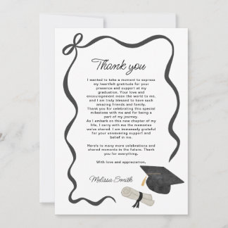 Carte De Remerciements Black Bow Photo Graduation
