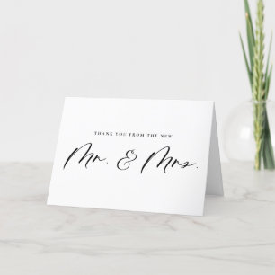 Carte De Remerciements Black Calligraphy M. et Mme Newlyweds Mariage