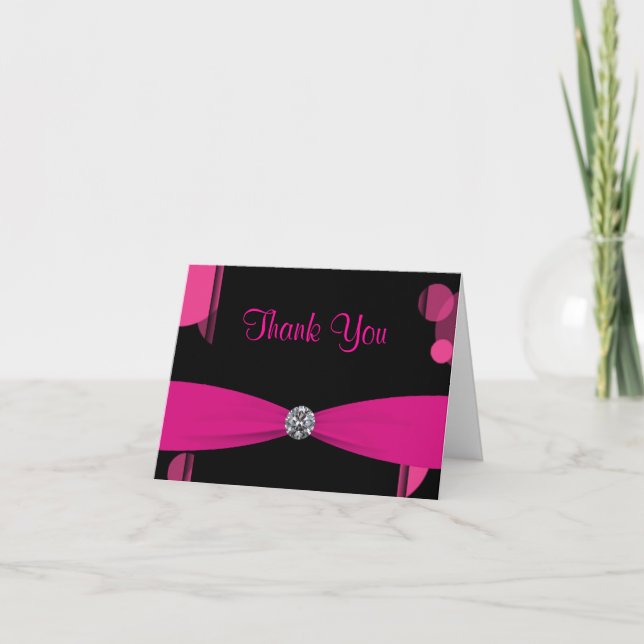 Carte De Remerciements Black Hot Pink Bubbles Hot Pink (Devant)