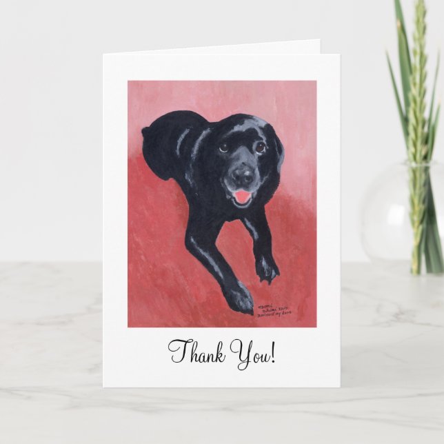 Carte De Remerciements Black Labrador Souriant (Devant)