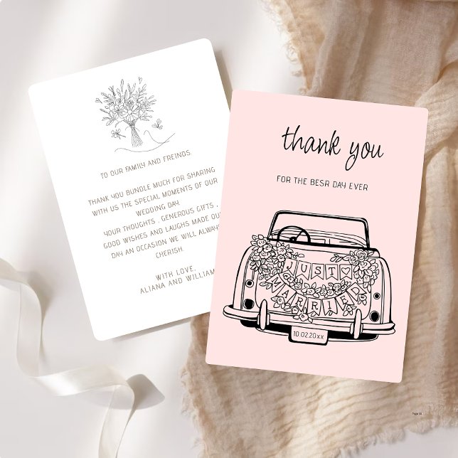 Carte De Remerciements Black Script Handdrawn Simple Wedding Vow Renewal  (Créateur téléchargé)