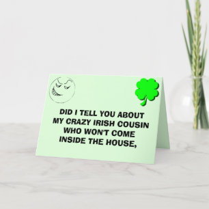 Carte De Remerciements blague CRAZY IRISH COUSIN