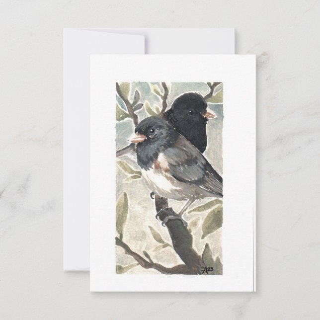 Carte De Remerciements Blanc - Aquarelle de Juncos à l'oeil foncé (Devant)