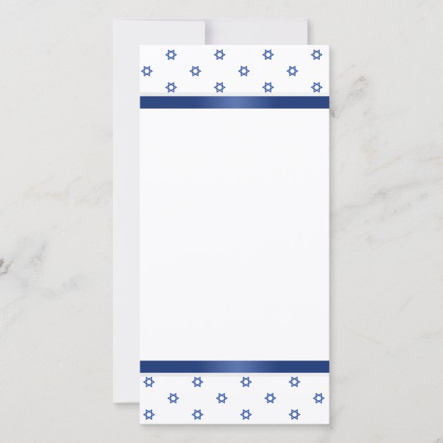 Carte De Remerciements Blanc bleu d'étoile de David (Devant)