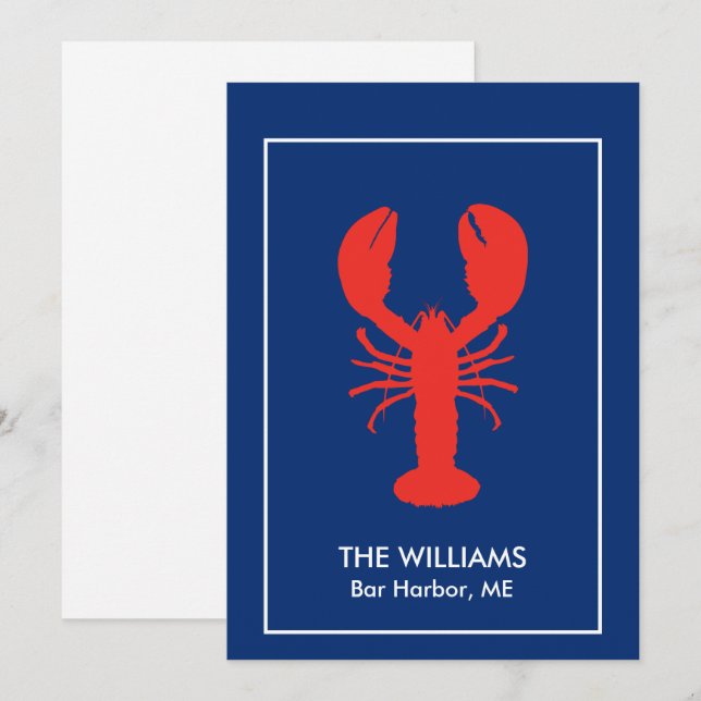 Carte De Remerciements Blanc de homard rouge personnalisé (Devant / Derrière)
