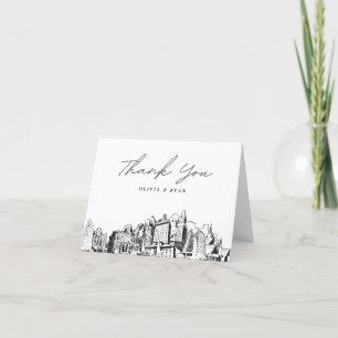 Carte de remerciements blanc d'esquisse Skyline Oa