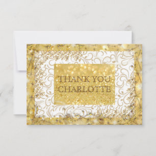 Carte de remerciements blanc doré personnalisé