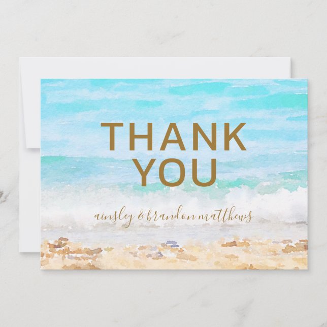 Carte de remerciements blanc Mariage d'aquarelle d (Devant)
