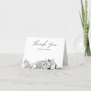 Carte de remerciements blanc Sketch Skyline de Las
