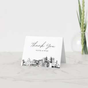 Carte de remerciements blanc Tucson Skyline Sketch