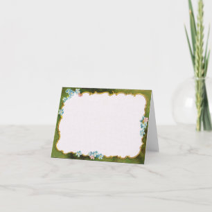 Carte De Remerciements Blanc Vert Floral Bordé Vintage Français
