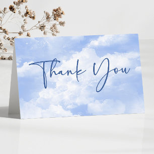 Carte De Remerciements Bleu blanc éclat Mariage nuages
