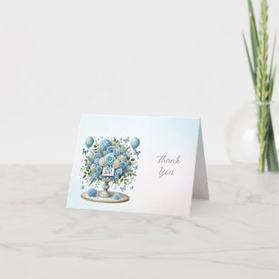 Carte De Remerciements Bleu blanc Vase Floral