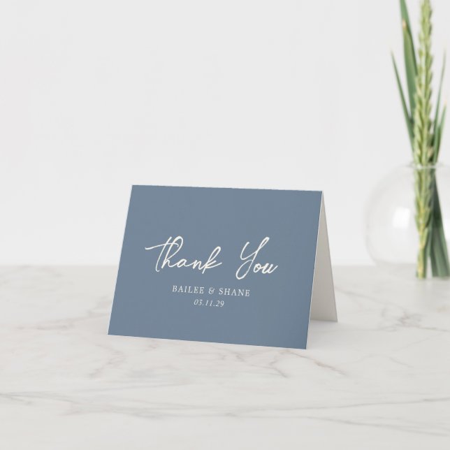 Carte De Remerciements Bleu bleu clair simple Mariage moderne (Devant)