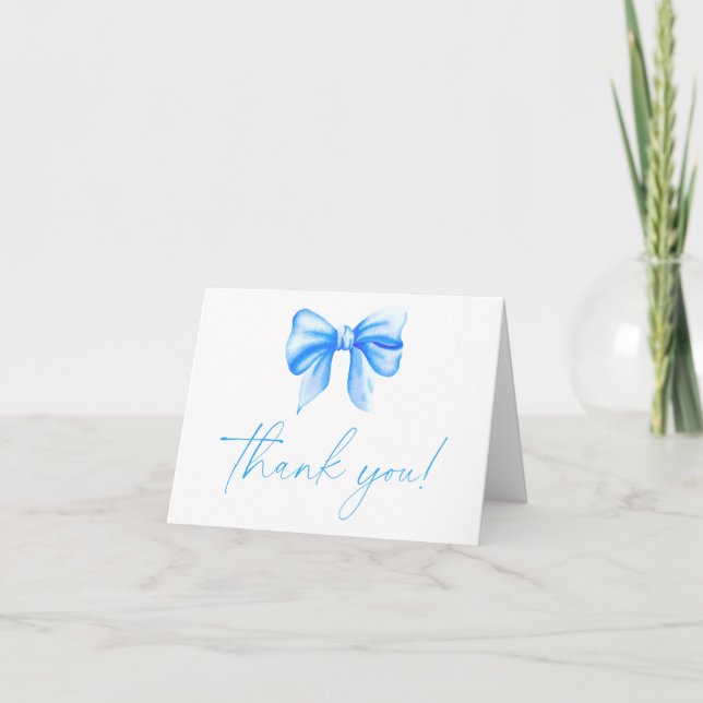 Carte de remerciements Bleu Bow (Devant)