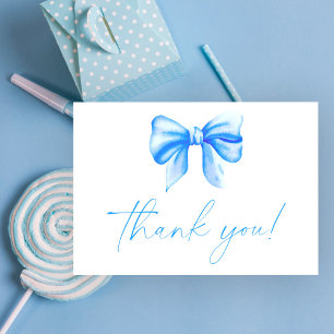 Carte de remerciements Bleu Bow