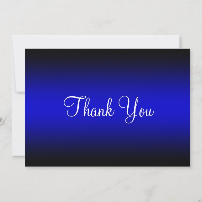 Carte De Remerciements Bleu clair et dégradé de bord noir (Devant)