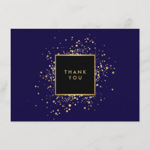 Carte de remerciements Bleu Confetti Or Faux Scatt
