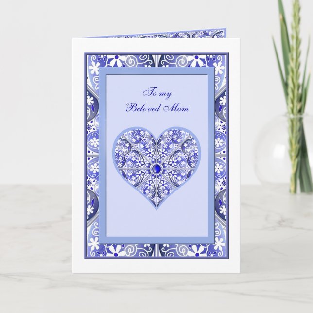 Carte De Remerciements Bleu de dentelle en céramique de Grèce (Devant)