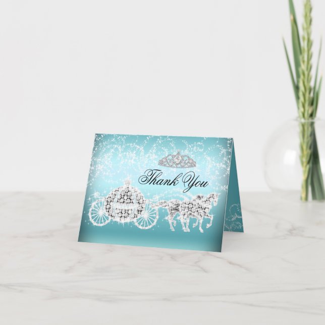Carte de remerciements bleu de princesse Theme (Devant)