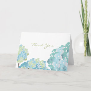 Carte de remerciements bleu d'hortensia