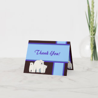 Carte de remerciements bleu d'ours blancs