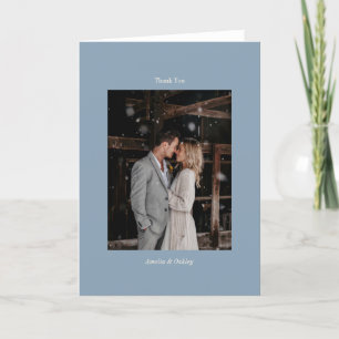 Carte De Remerciements Bleu Dusty Minimaliste Mariage élégant Photo perso