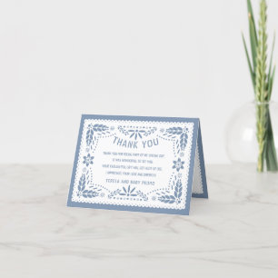 Carte De Remerciements Bleu et blanc bleu foncé picado Bébé garçon Douche