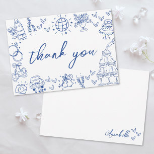 Carte De Remerciements Bleu Fantaisiste Dessiné à la Main